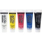 Daler Rowney Ensemble de peinture acrylique Graduate, 5 tubes de couleurs assorties, 120 ml