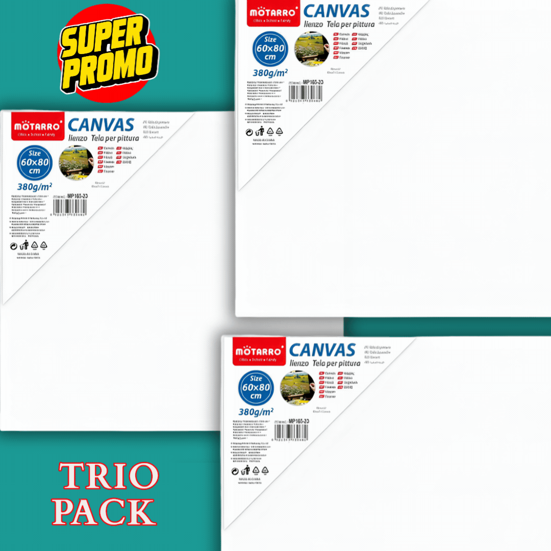 gif-trio Trio Pack "Pro Canvas" : 3 Toiles de Peinture Professionnelles Motarro (60x80 cm, 380g/m²) – Image 1