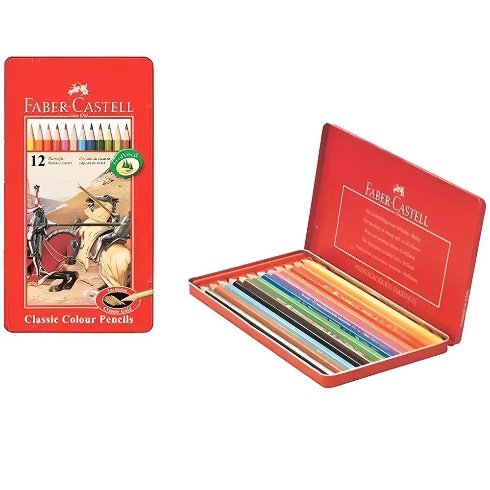 163_58ebf727-755a-4a91-bb51-a0e7155343f0 Faber-Castell Boîte en Métal Plate de 12 Crayons Couleurs – Image 1