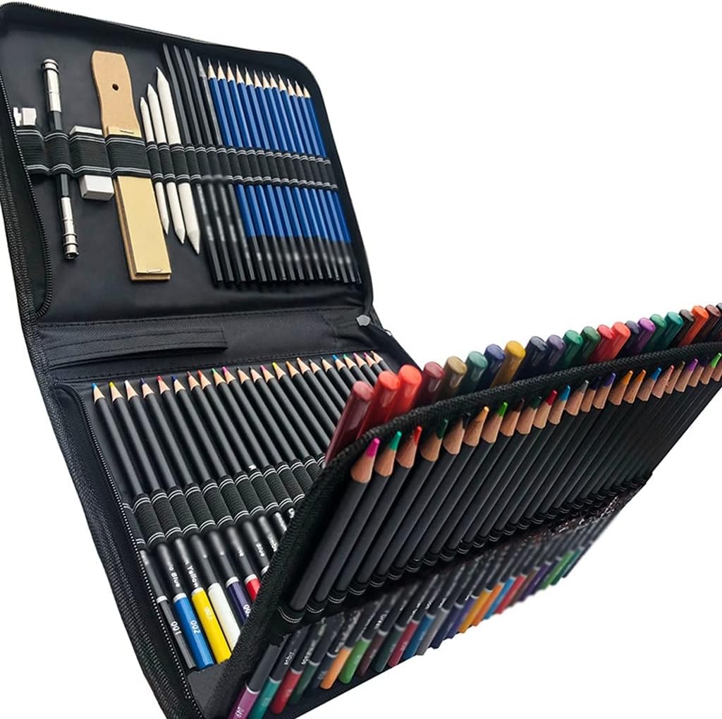 61GARvQMqXL._AC_SL1024_ Coffret de Dessin Professionnel 76 Pièces – Kit Complet d'Esquisse avec Carnet et Accessoires – Image 1