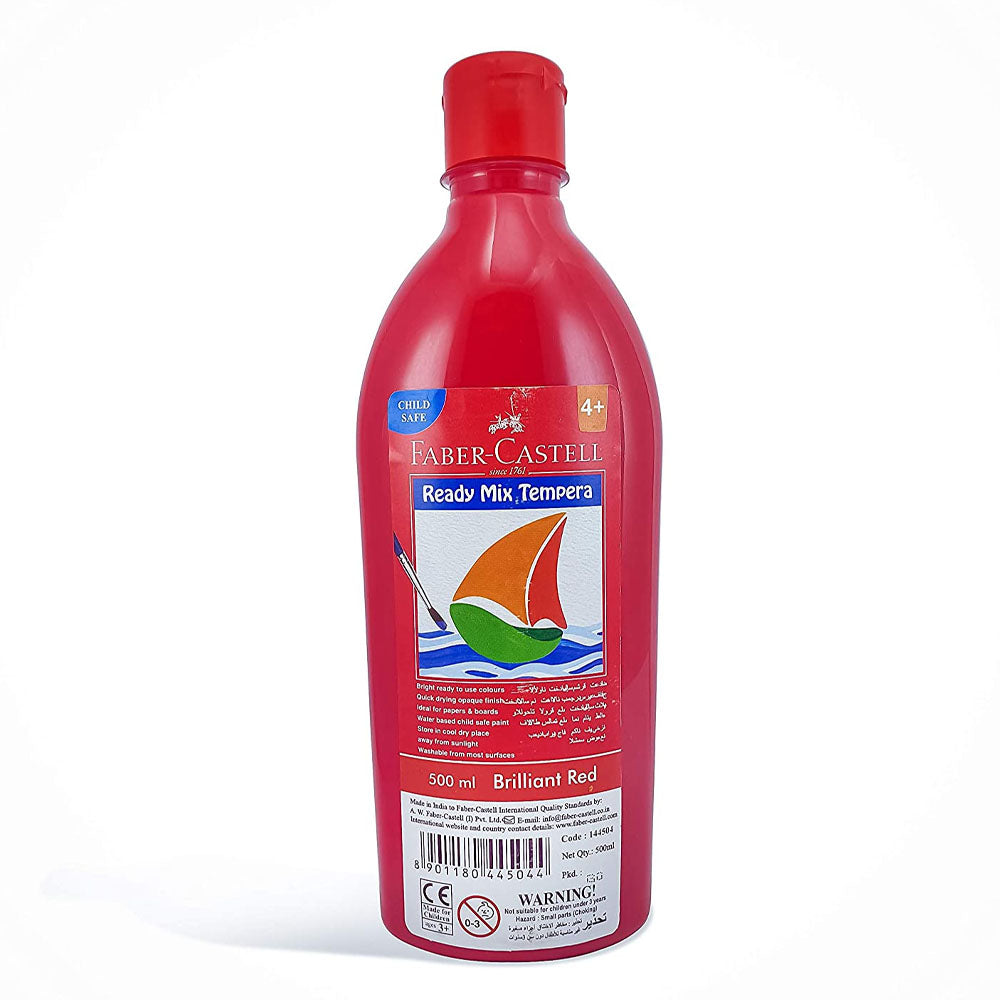 63_40f9a5f9-016c-4952-921f-227836968d36 Faber-Castell Bouteille Gouache Peinture Ready Mix Tempera 500ml - Rouge – Image 1
