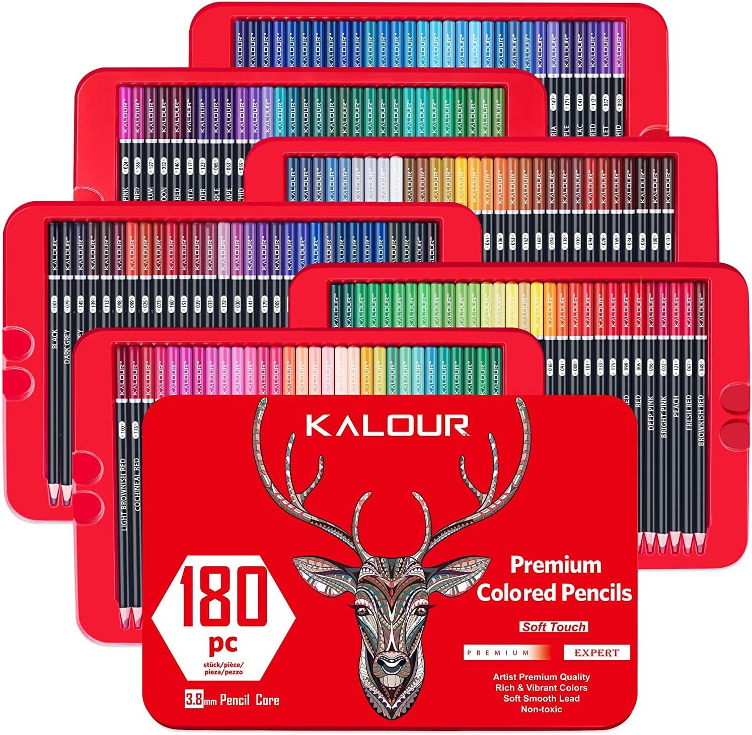 810TU9CJVIL._AC_SL1500_ Coffret de 180 Crayons de Couleur Professionnels KALOUR Premium – Boîte Métallique – Image 1