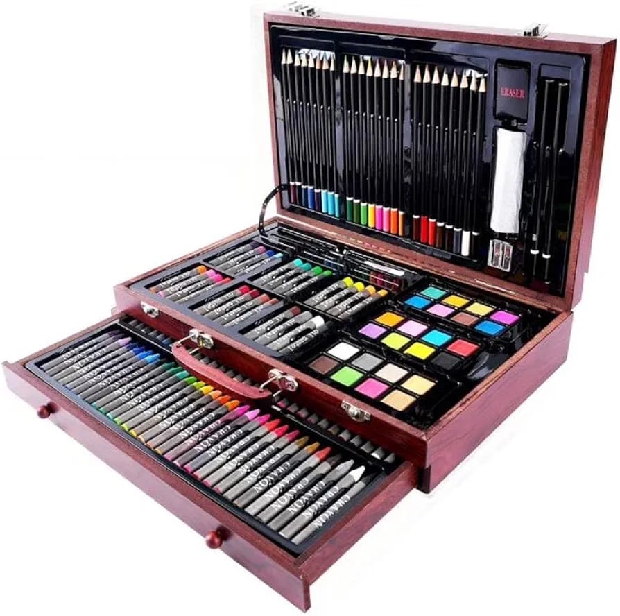0ae8b9a5-50e9-4b92-9853-cd69bfd9bd2d Ensemble de Dessin en Bois 145 Pièces – Studio d’Art Portable – Image 1