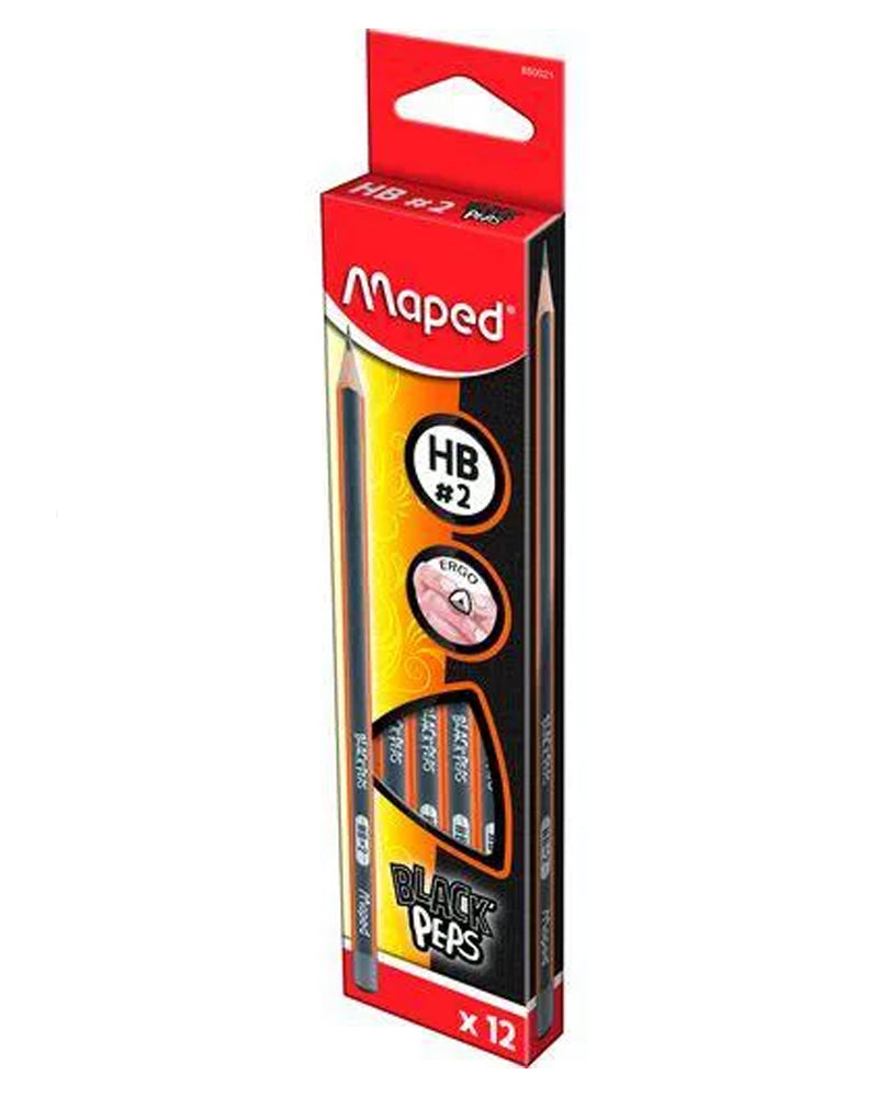 127_2d4dea6b-73cc-464c-a886-ed6dfa93e768 Maped Boîte de 12 Crayons Noir Black' peps HB2 – Image 1