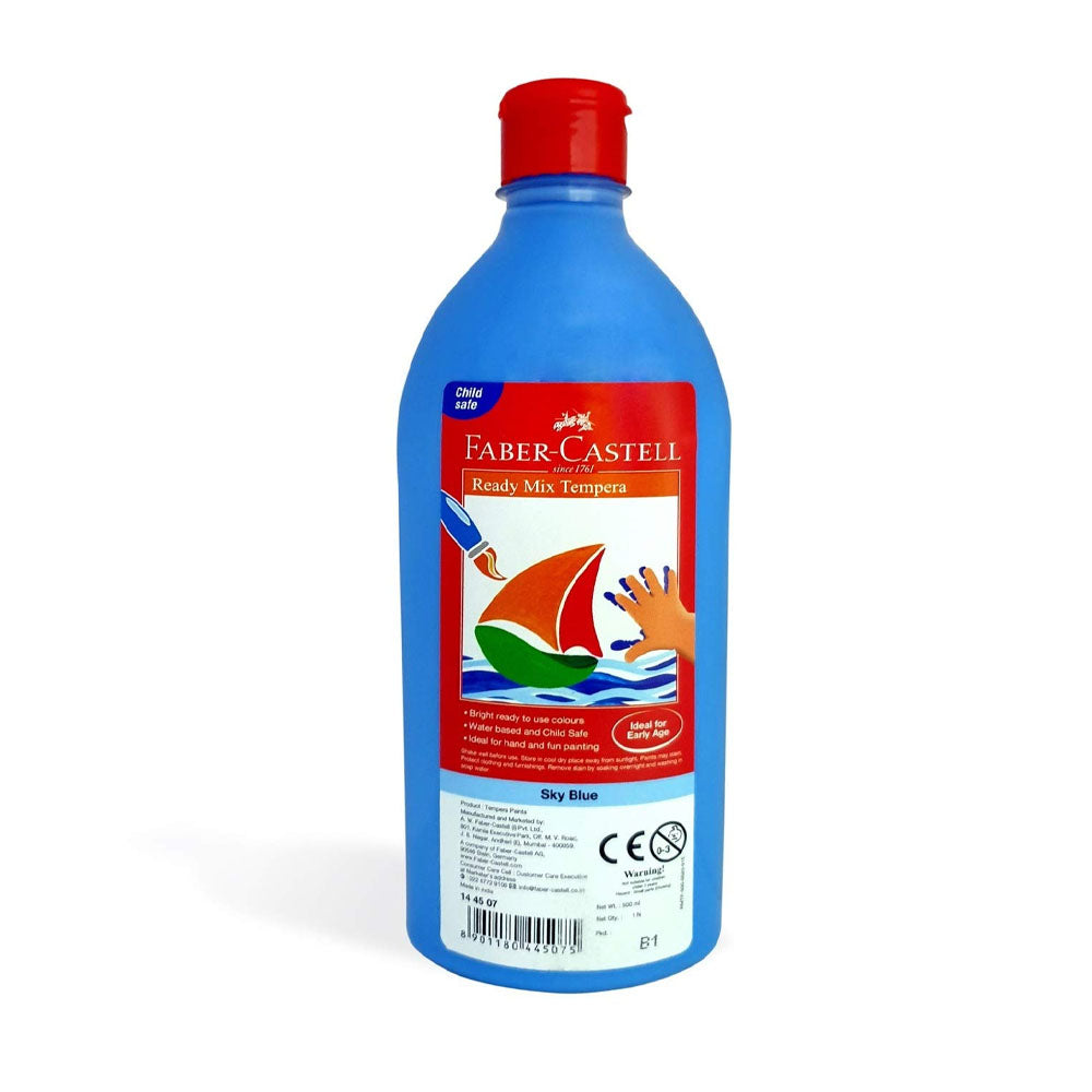 59_7360586e-f7e5-4ac6-b441-516228d37f34 Faber-Castell Bouteille Gouache Peinture Ready Mix Tempera 500ml - Bleu Clair – Image 1