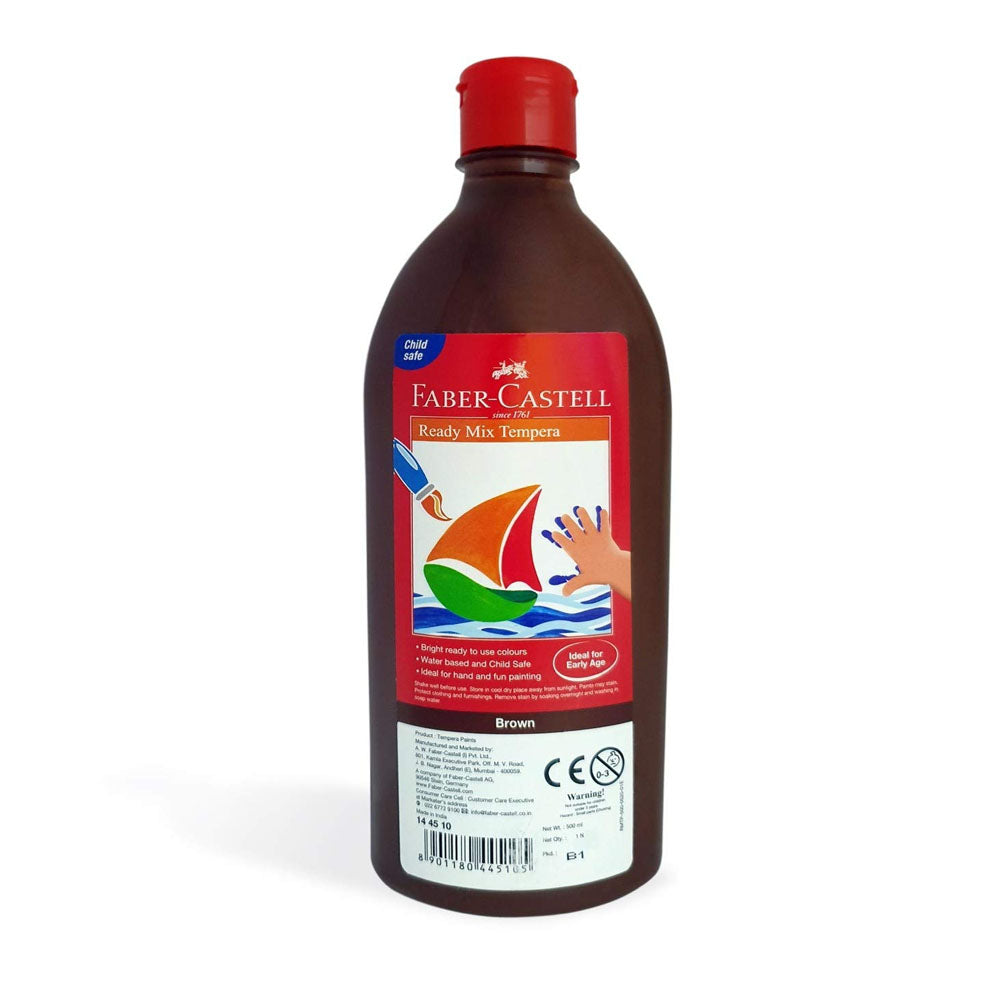 60_0ac2a9a0-ddeb-4d04-a328-696ca9778c8c Faber-Castell Bouteille Gouache Peinture Ready Mix Tempera 500ml - Marron – Image 1