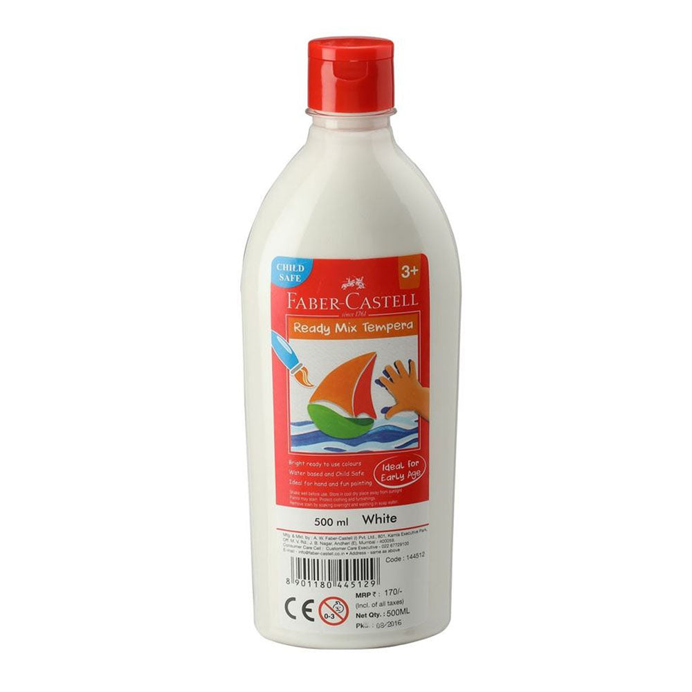 61_a4af5fea-9c6e-4668-b493-a0bad3d3a337 Faber-Castell Bouteille Gouache Peinture Ready Mix Tempera 500ml - Blanc – Image 1