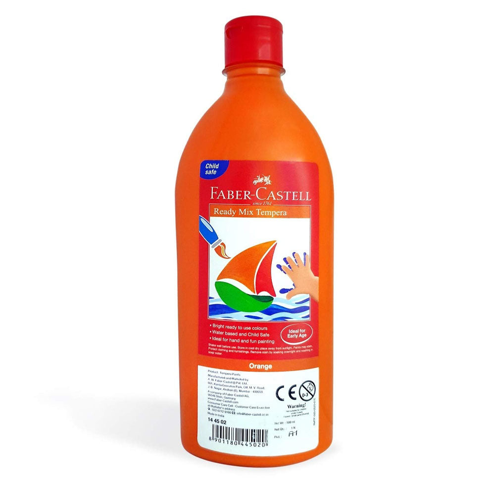 67_32604385-3e9b-4692-b5b1-846f8c0bc5c2 (2) Faber-Castell Bouteille Gouache Peinture Ready Mix Tempera 500ml - Orange – Image 1