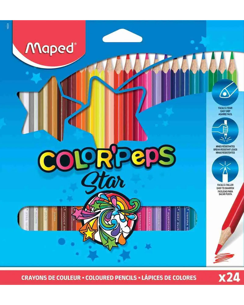 95_712ae8c1-64b0-4b12-bab3-882ba6bac520 Maped Boîte de 24 Crayons Star Color'peps 18cm – Image 1